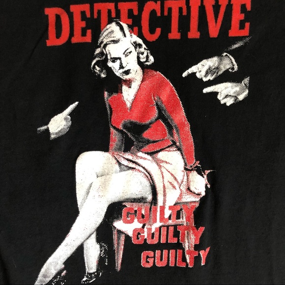 Detective pinup guilty graphic black t shirt size small - Picture 11 of 11